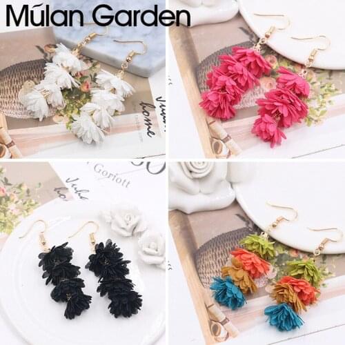 M&G New Bohemian Earrings for Women Colorful Cloth Flowers Pendant Drop Earrings Fashion Jewelry Accessories Hot Sale Girl Gift