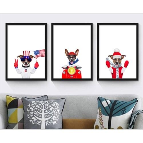 Northern European Creative Modern Personality Cute Pet Dog Living Room Childrens Room Decorative Painting Canvas art