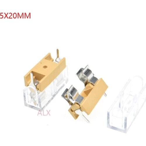 10PCS 5*20MM GLASS FUSE HOLDER with Transparent Cover 5*20 insurance tube socket fuseholder for 5X20MM 5X20 fuse PCB BOARD