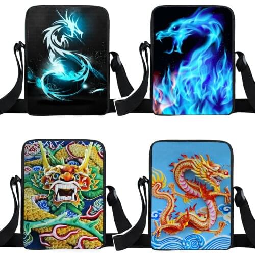 Blue Fire Snake / Chinese Dragon Mini Messenger Bag Women Crossbody Bag Ladies Shoulder Bags for Travel Girls Satchel Bookbag