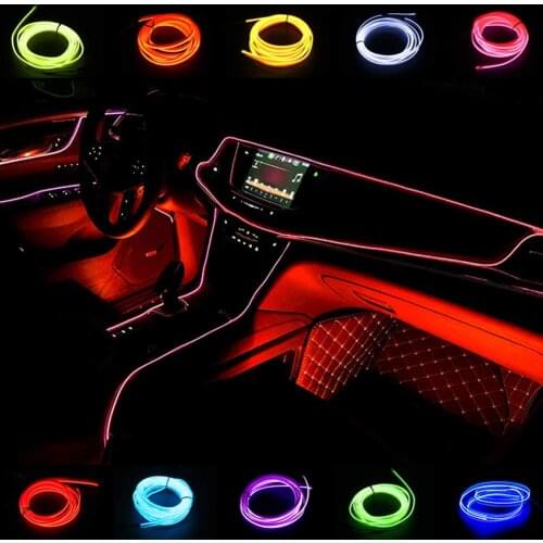 EL Wire Car Interior Atmosphere Ambient Light Tube LED Strip Flexible Neon Lamp Glow String Light For Car Decoration Car Styling