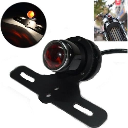 Universal Motorcycle LED Red Rear Tail Brake Stop Light Lamp License Plate Holder For Harley Cafe Racer Chopper Bobber Kawasaki