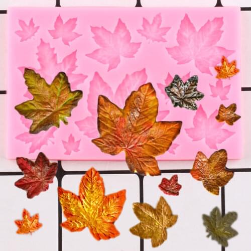 Maple Leaf Silicone Mold Cupcake Topper Fondant Cake Decorating Tools Candy Chocolate Gumpaste Mould Polymer Resin Clay Molds