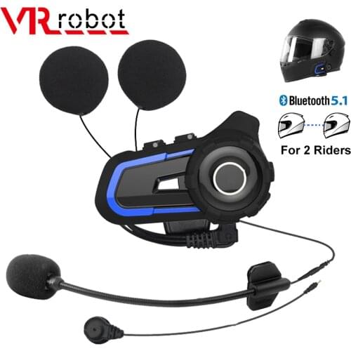 VR robot Bluetooth 5.1 Intercom Motorcycle Wireless Helmet Headset FM Radio CVC Noise Reduction Motorbike Communicate Interphone