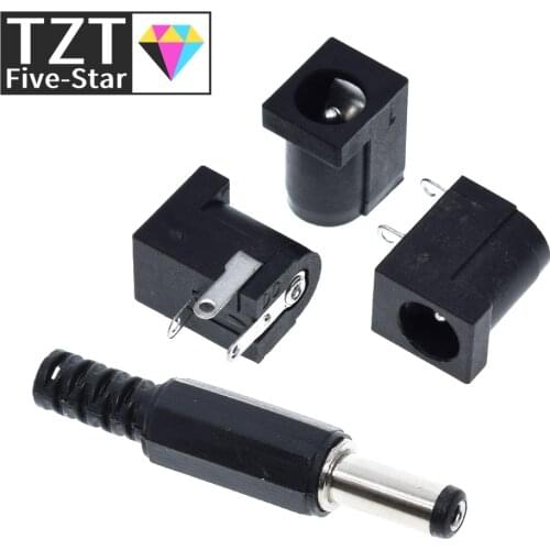 TZT 10Pcs DC-005 Black DC Power Jack Socket Connector DC005 5.5*2.1mm 2.1 socket Round the needle