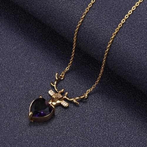 Korean Bling AAA Zircon Love Heart Shape Necklaces For Women Simple Antlers Animal Clavicle Chain Necklaces Wedding Gifts Femme