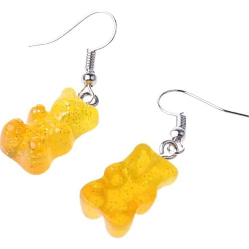 1 Pair Fashion Lovely Colorful Cartoon Sweet Bear Resin Dangle Drop Earrings Charms Ear Danglers Women Jewelry Gifts