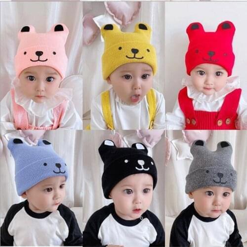 1Pcs Casual Warm Newborn Knitted Cap Cartoon Dog Cat Shape Baby Knitted Hat Autumn Winter Warm Children Hats