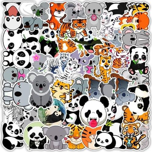 10/50PCS Anime Cartoon Panda Tiger Girl Kawaii Funny Toy Sticker Balance Car Decoration Cute Animal Boy Child Laptop Water Cup