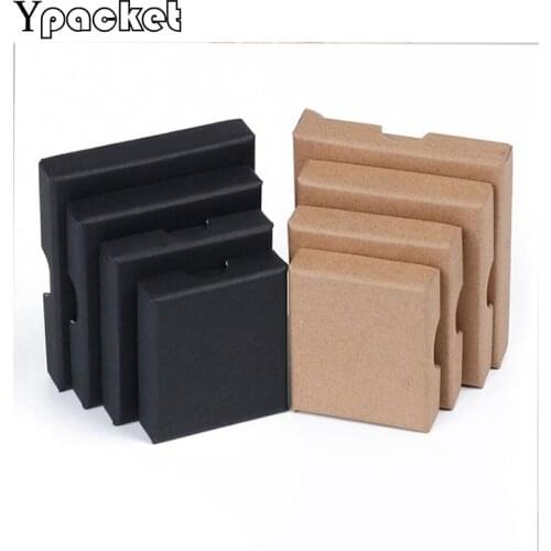 100pcs/Lot Black Kraft Paper Jewelry Box Paper Box Ring Earring Pendant Necklace Jewellery Organizer(Customizable LOGO)