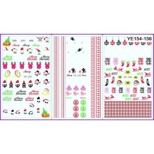 3 PACK/ LOT WATER TRANSFER DECAL NAIL ART NAIL STICKER XMAS CHRISTMAS SANTA CLAUSE DEER HALLOWEEN YE154-156