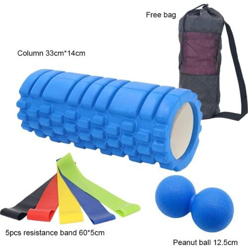33*14cm Hollow Yoga Column Yoga Foam Shaft Balance Bar Pilates Yoga Column Cover Peanut Double Ball Latex Elastic Belt Set