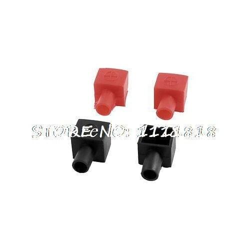 4 x Car Battery Terminal Cable Angle Insulation Cover Boot Sleeve Black Red