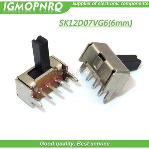 50pcs SK12D07VG6 Miniature Slide Switch SPDT 3 Pin PCB 2 Position 1P2T Side Knob Handle High 6mm IGMOPNRQ