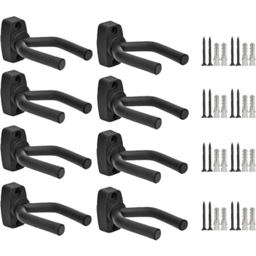 8 x Guitar Hanger Hook Holder Wall Mount Display Acoustic Guitar Stand Ukulele Bass Mandolin Banjo Wall Mounts Hangers Black