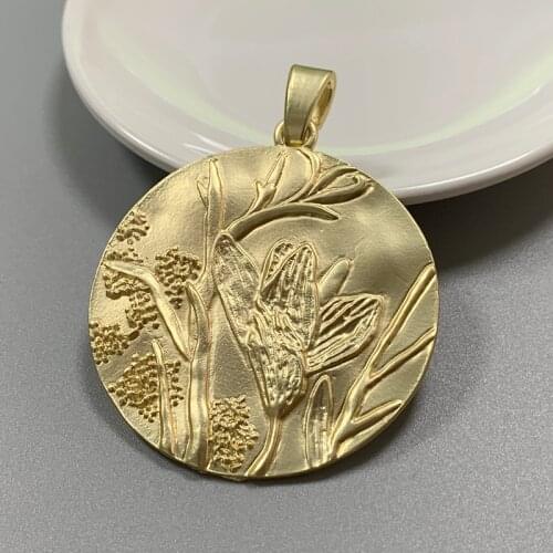 1 Piece Large Matt Gold Boho Medallion Flower Round Charms Pendants for Necklace Jewellery Making Accessories 72x55mm