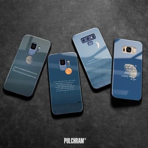 Moon songs lyrics aesthetics soft silicone tempered glass phone case shell for Samsung Galaxy S8 S9 S10e S10 Note 8 9 10 Plus