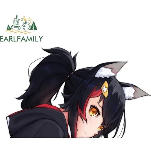 EARLFAMILY 13cm x 10.9cm For Ookami Mio Peeker Car Stickers Waterproof Decal Trunk Campervan Vinyl Material Decals Funny Decor