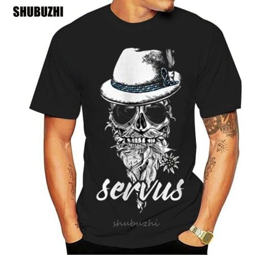 T-Shirt Totenkopf Filzhut Bayern Skull Blume Oktoberfest servus fashion t-shirt men cotton brand teeshirt summer tshirt