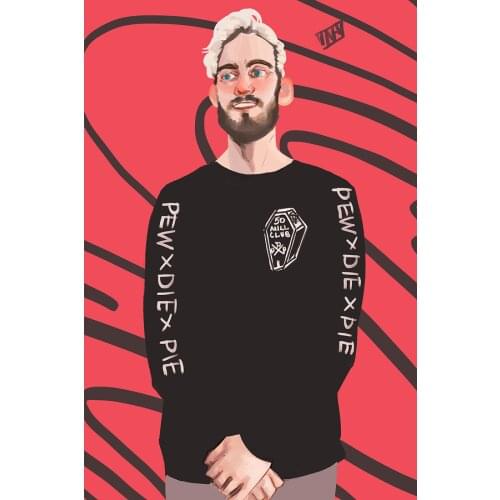 Hot PewDiePie Custom Funny Show Star Actor.png Silk Fabric Wall Poster Art Decor Sticker Bright