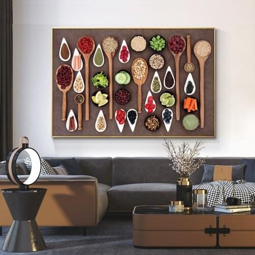 Kitchen Canvas Painting Variety of food Cuadros Scandinavian Posters and Prints Wall Art Food Picture Living Room Home Decor