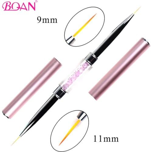 BQAN 5/7/9/11mm Double Head Liner Brush Crystal Handle Painting Pen Gel Brush Flower Drawing Painting Nail Art Brush Manicure
