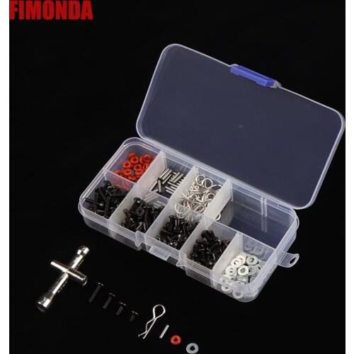 RC Car M3 M4 Hexagon Socket Head Cap Screws Spring Washer R Clip Pins Socket Spanner Set for 1/10 Bigfoot HSP 94188/94123/94111