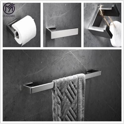 SUS 304 Brushed Nickel Bathroom Hardware Set Bath Accessories Stainless Steel Towel Rack Series Paper Holder Robe Hook