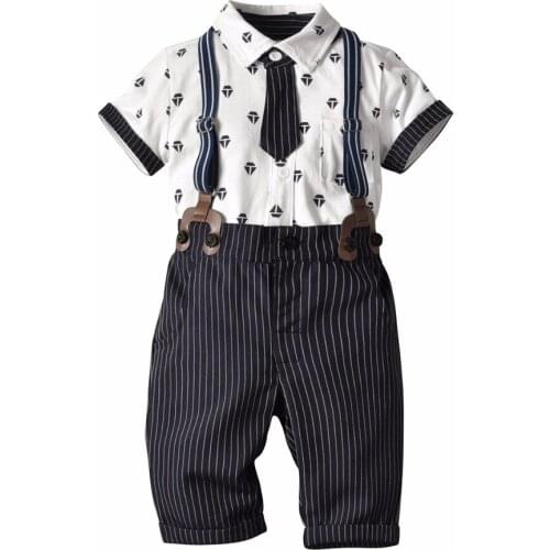 Boy Clothing Sets 2019 New Toddler Baby Boys Clothes Short Sleeve T Shirt+Pants+Straps 3Pcs Kids Outfits Children Clothing Sets