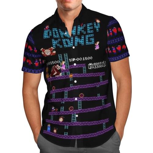 2021 New 3D Printing Hot Game Hawaii Anime Shirt Men Summer Short-sleeved Beach Shirt Men Shirts Oversize Camisa Masculina 5XL-1