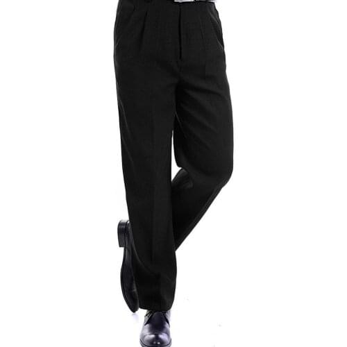 Men Autumn Warm Casual Long Trousers with Zipper Pockets Slim- Fit Suit Pants
