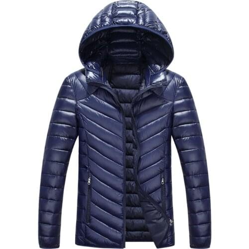 Mens Winter Jackets Man Casual Cotton-Padded Coats Men Slim Parkas Stand Collar Wadded Jacket Male Hooded Outerwear AU-1702