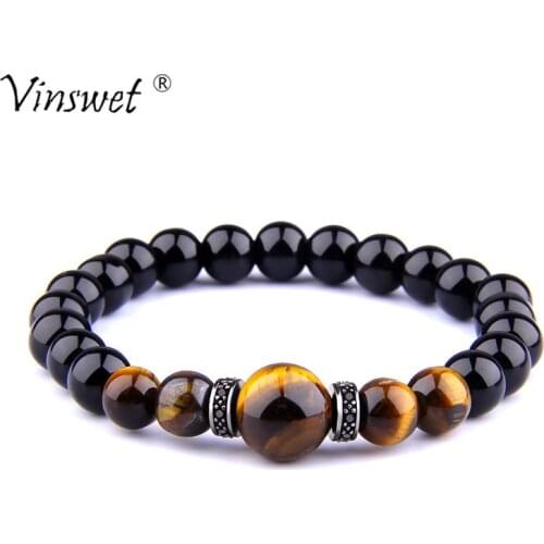 Men Bracelet Natural Stone Bracelets Beads Tiger Eyes Bracelet for Women Men Jewelry femmes hommes bijoux