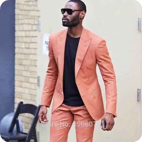 Beach Wedding Linen Mens Wedding Suits Mens Classic Suits Slim Fit Groom Tuxedo 2Piece Man Blazer Jacket Casual Prom Wear