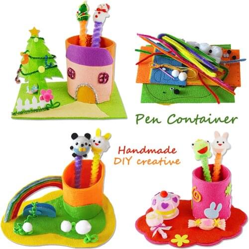 DIY Handmade Felt Fabric Craft Pen Container,Non-woven Pen holder Sewing Kits Project Art & Crafts Educational Toys for Kids