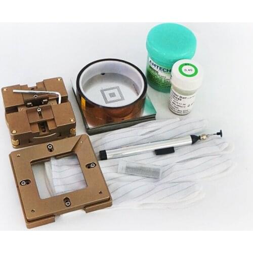 80/90MM Universal Rotary Type Reballing Jig 36pcs BGA Stencils Kit Solder Balls ESD Anti-slip gloves tape Vacuum Suction Pen