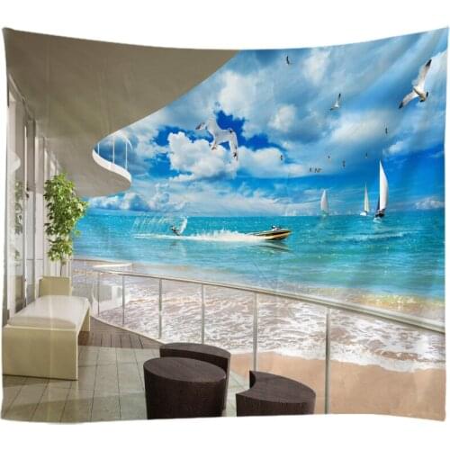 Windows Scenery Tapestry Wall Hanging Cloth Bed Spread Beach Towel Table Cloth Yoga Mat House Decoration Living Room Decoration