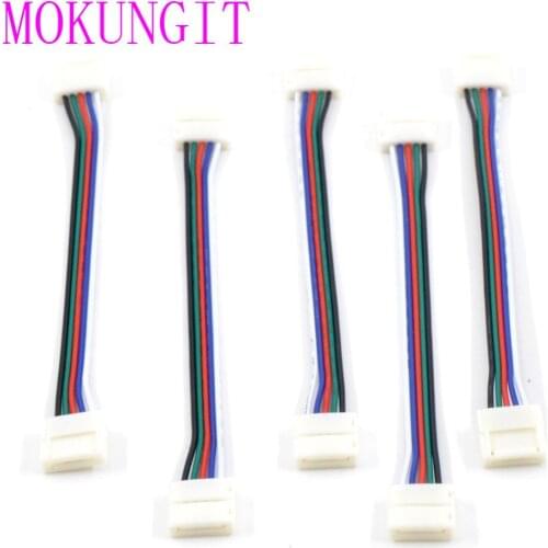 50x New 5Pin Free Soldering Connecter Wire For 5050 RGBW LED Strip double side 15cm cable