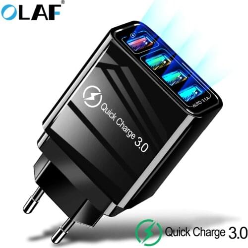 Olaf 4 USB Charger Quick Charge 3.0 Fast Charging Wall Adapter For iphone 7 8 Samsung S9 Portable Mobile Phone Charger EU US UK
