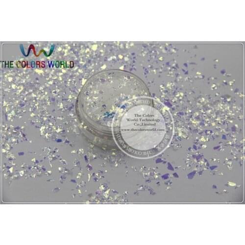 TCR6321 Iridescent white Colors Random Cut Glitter Spangles Mylar for nail art and DIY decoration