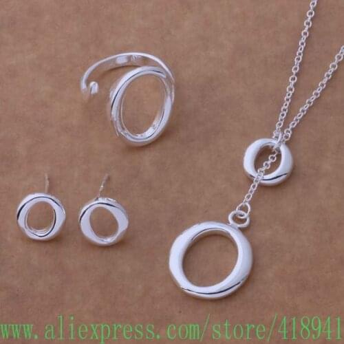 Silver Plated Jewelry Sets Earring 191 + Necklace 601 + Ring 249 /dzxamrea bazajsga AS099