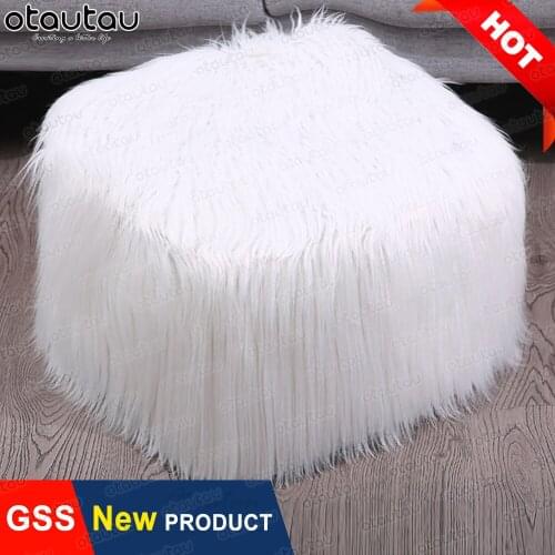 Rectangle Fluffy Fur Sofa Pouf Ottoman Cover Footrest Footstool Puff Case Futon Stool Bench Beanbag Chair Floor Corner Seat