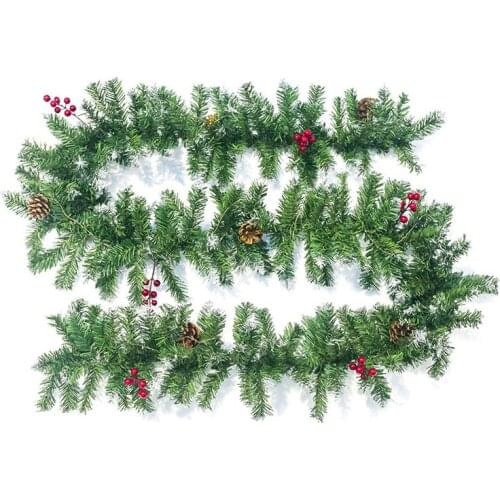 Christmas Artificial Garland Wreath 2.7M Hanging Ornament Rattan Green Hanging Rattan Home Party Christmas for Christmas Crafts
