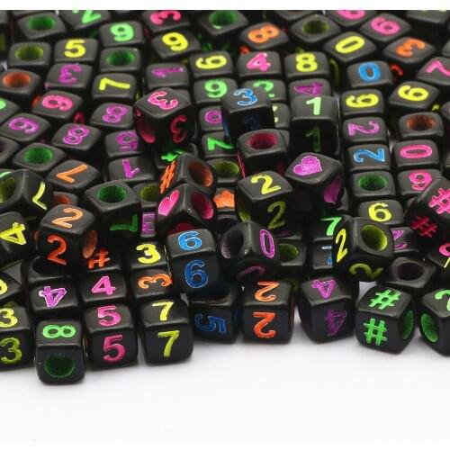Mix Square Black Arabic Numeral Acrylic Beads 6x6mm Loose Spacer Beads For Jewelry Making Diy Necklace Bracelet Accessories