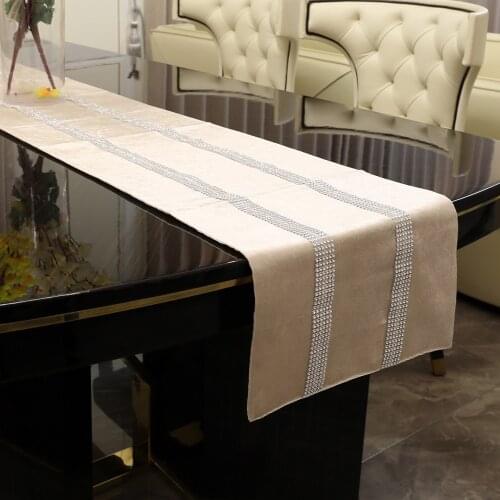 Modern European Diamond Table Runner Beige Table Flag TV Cabinet Tablecloth Narrow Long Coffee Table Runner Wedding Christmas