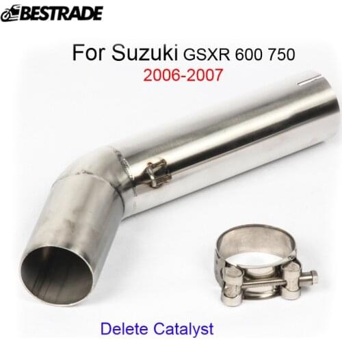 Middle Pipe For Suzuki GSXR600 750 2006-07 Motorcycle Exhaust System Connect Link Pipe Mid Link Tube Deleted Cat Stainless Steel