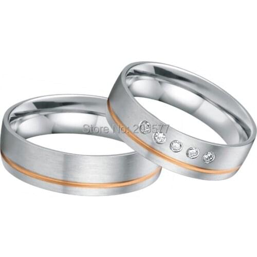 Custom size rose gold plating inlay Western Wedding band Ring Sets His and Hers