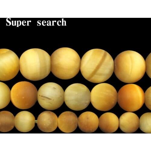 Factory Price Natural Stone, Yellow Gold Tiger Eye Round Matte Loose Beads Strand4 6 8 10 12 MM Pick Size Diy Bracelet Necklace