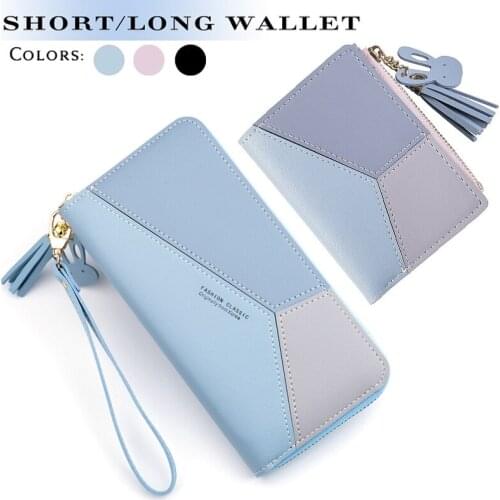 Fashion Wallets Zipper Coin Purse Lady Long Short Purses Handbags Women Clutch Cards Holder PU Leather Moneybag Billfold Wallet