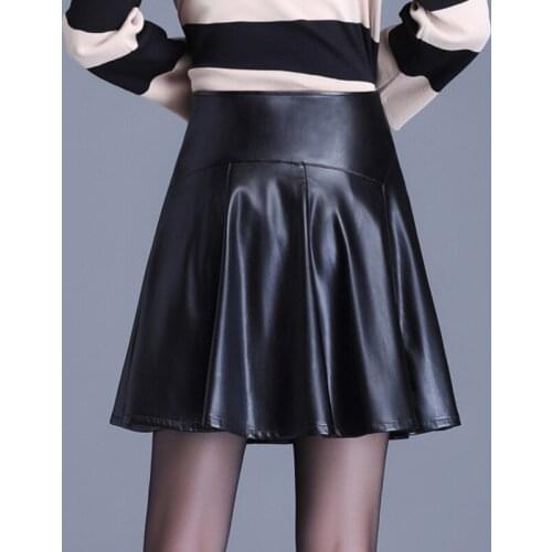 Pleated pu leather mini skirts women Streetwear Zippper Punk fashion style Sexy Rushed Casual Skirts For Women New arrivals 2020